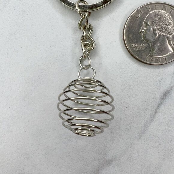 Silver Tone Spring Beehive Swirl Keychain Keyring - Picture 3 of 7